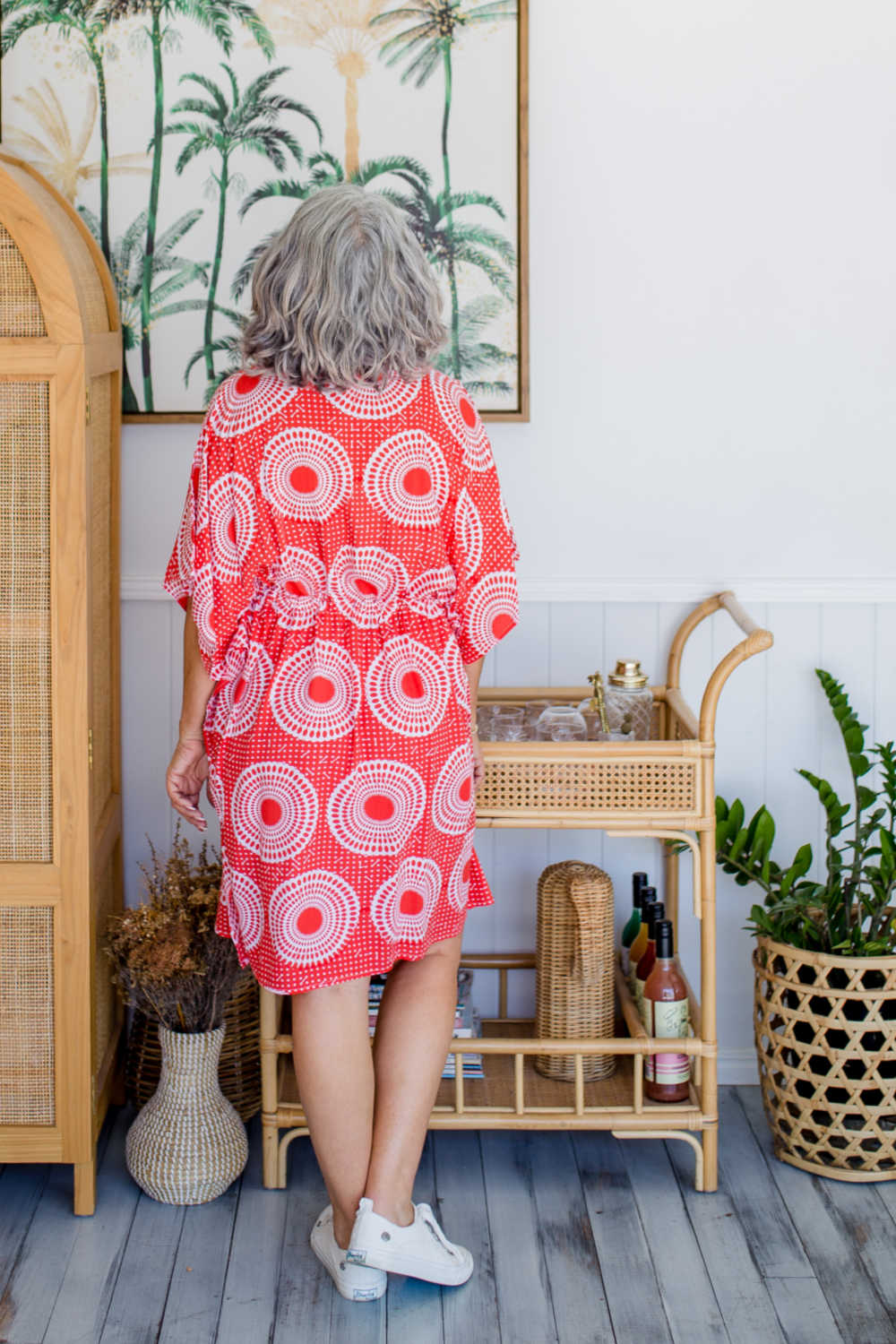 kaftan-short-summer-dress-red-white-dots