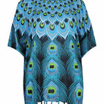 kaftan-top-plus-size-black-blue--lime-green-peacock-feather-design