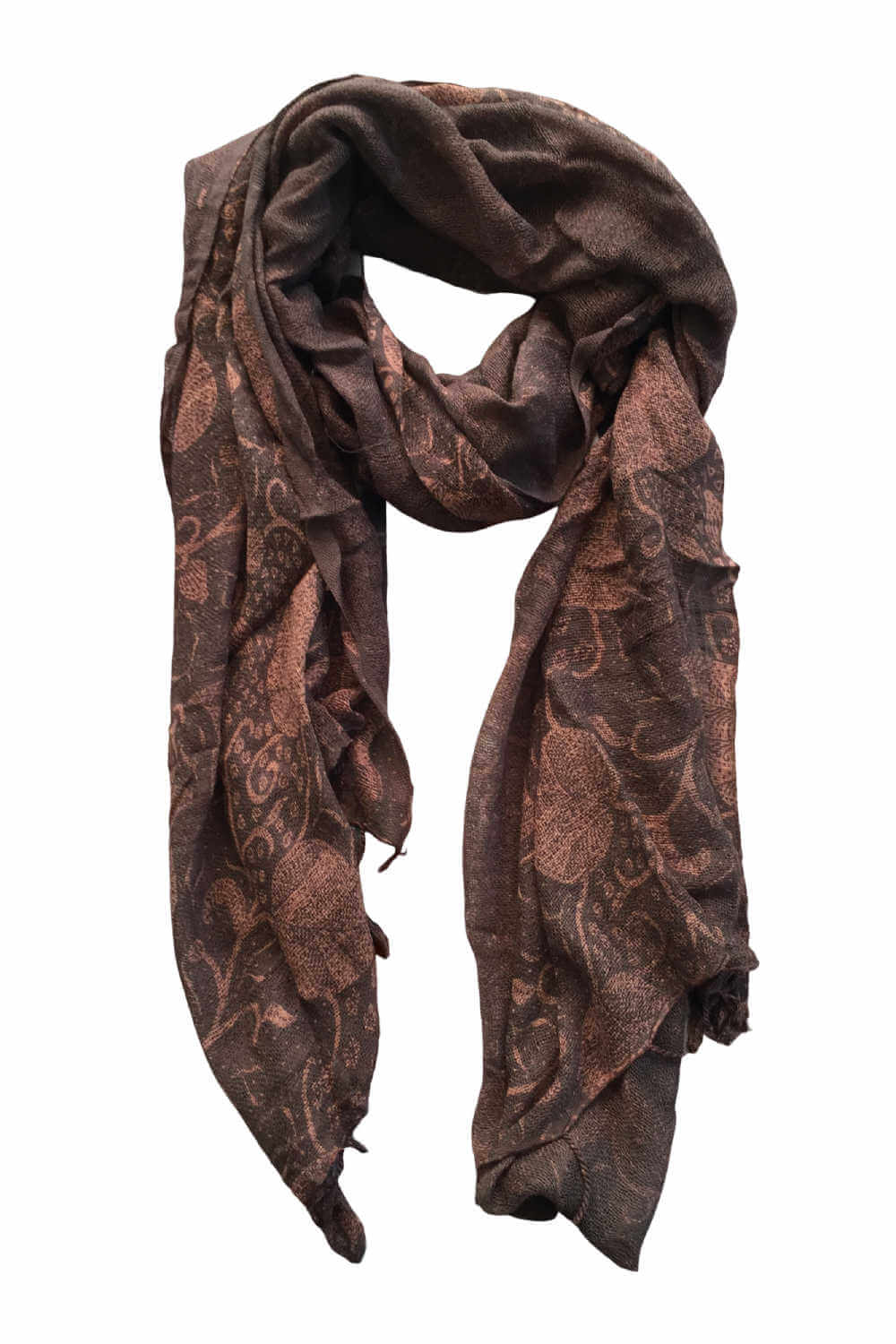 khaki-scarf-floral-leaf-print-design