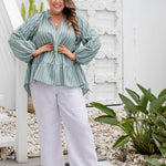 ladies-casual-plus-size-summer-top-grey-white-stripe