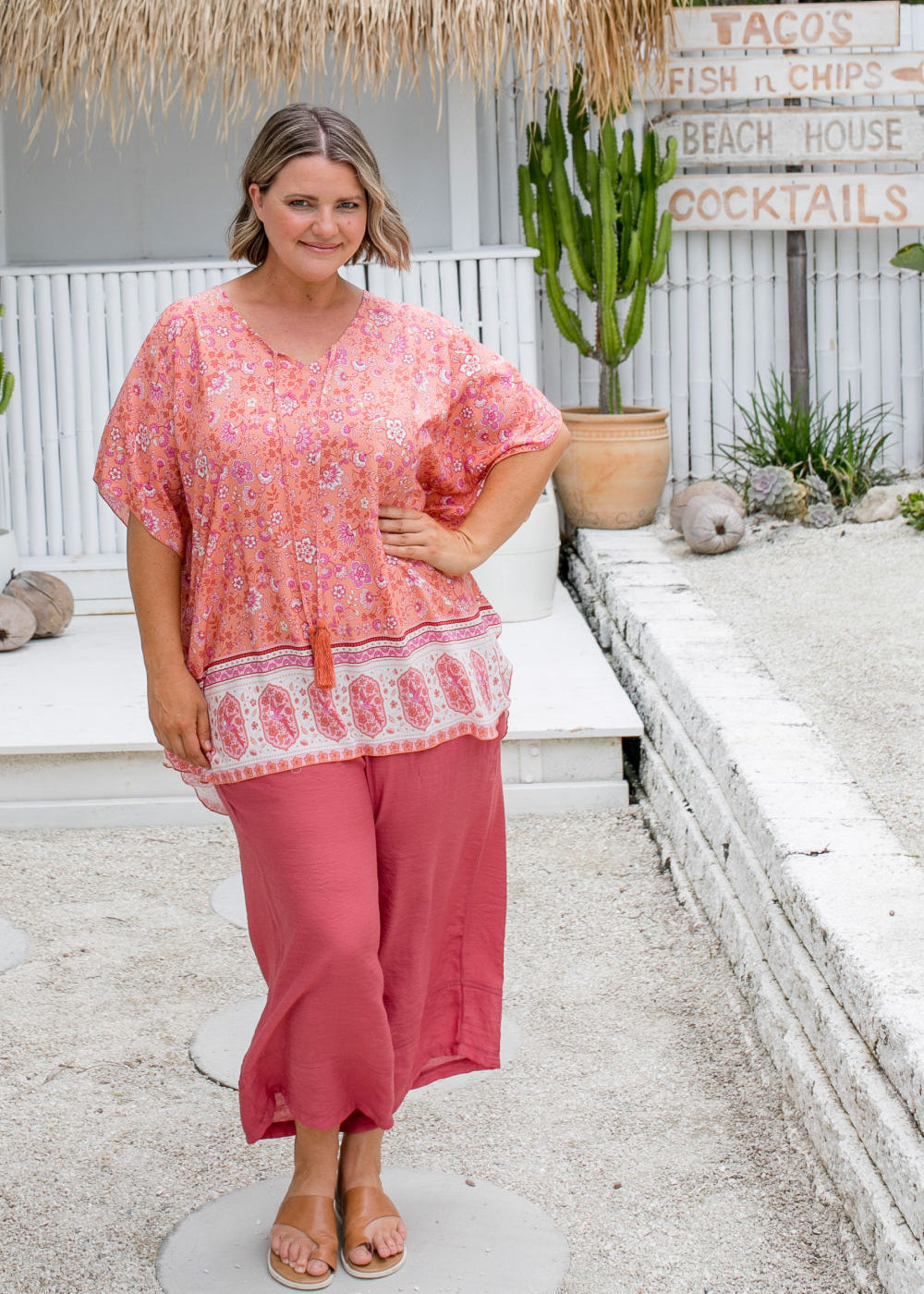 ladies-kaftan-top-peach-floral-border-print-design