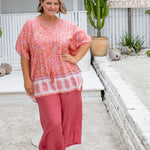 ladies-kaftan-top-peach-floral-border-print-design