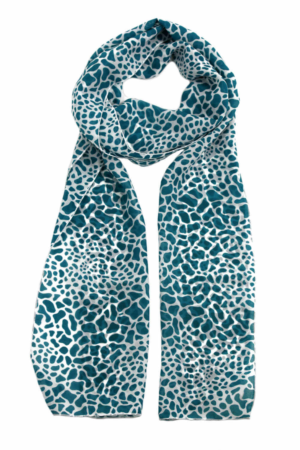 Womens Leopard Print Scarf Royal Blue Snakeskin Colour Block 