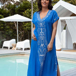     ladies-maxi-dress-blue-white