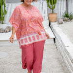 ladies-plus-size-kaftan-top-peach-floral-border-print-design