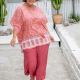 ladies-plus-size-kaftan-top-peach-floral-border-print-design