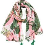 womens-cotton-scarf-pink-green-palm-leaf-design