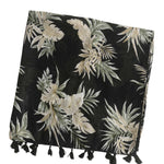 ladies-cotton-scarf-black-olive-green-leaf-design