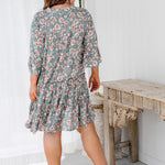    ladies-short-dress-floral-design-grey-white-rose