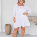 ladies-short-kaftan-dress-white-lace-embellishment