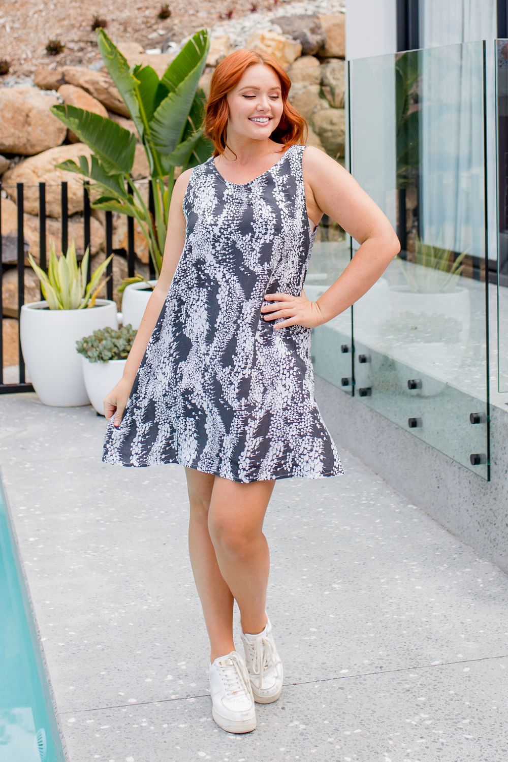     ladies-short-summer-dress-aline-black-white