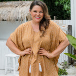    ladies-summer-kaftan-top-caramel-white-polka-dot