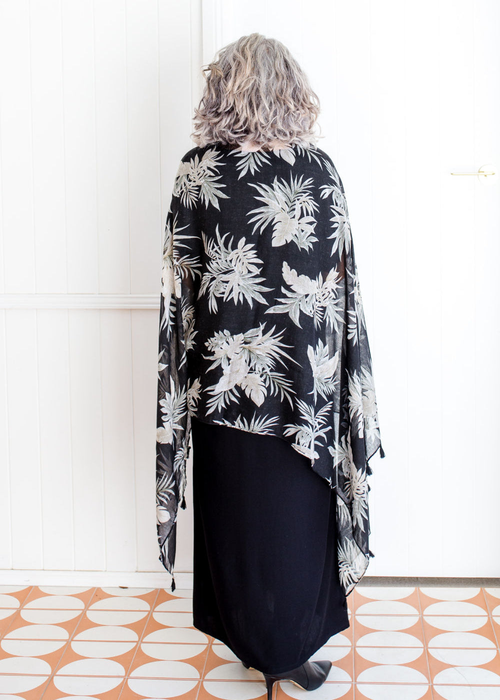 large-womens-scarf-black-olive-green-leaf-design-cotton