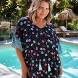 long-kaftan-dress-blue-floral-print-design