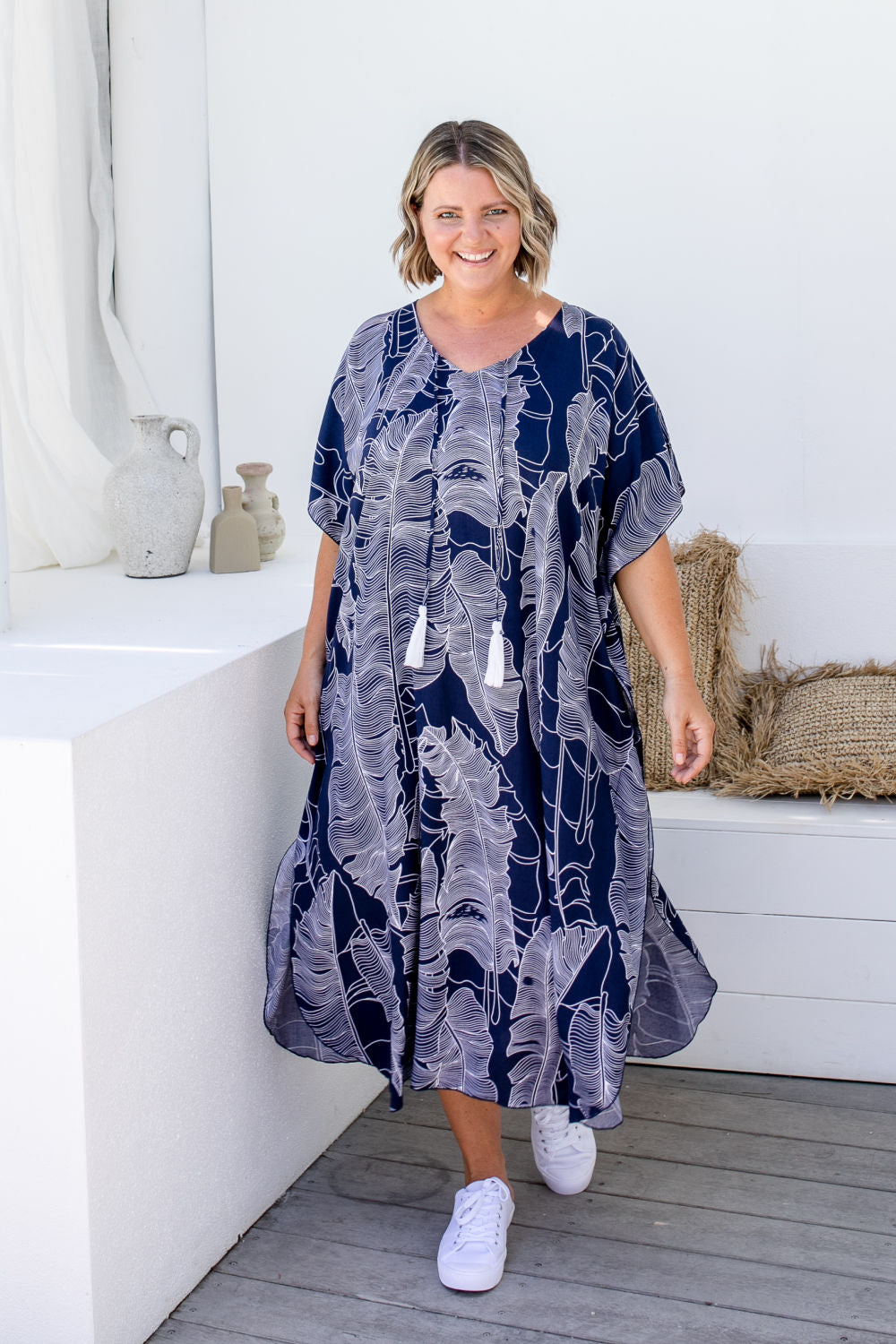    long-kaftan-dress-blue-white-leaf-design