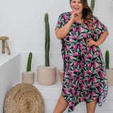    long-kaftan-dress-plus-size-black-pink-green-bird-of-paradise