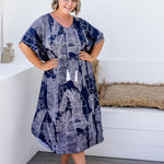 long-plus-size-kaftan-dress-blue-white-leaf-design