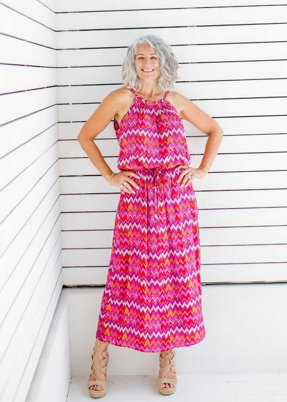 maxi-dress-red-chevron-design