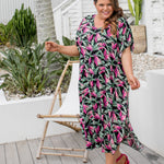 maxi-kaftan-dress-plus-size-black-pink-green-floral-print