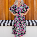 maxi-kaftan-summer-dress-black-pink-green-designer-print
