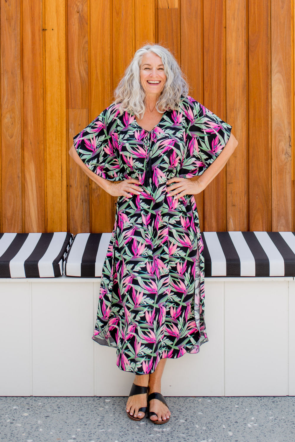maxi-kaftan-summer-dress-black-pink-green-designer-print
