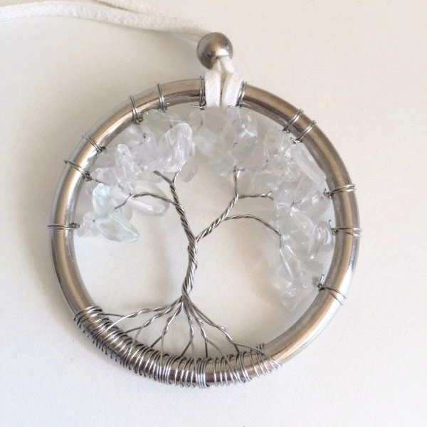 clear and white tree of life pendant necklace - Holley Day