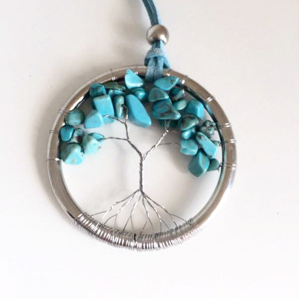turquoise tree of life pendant necklace - Holley Day
