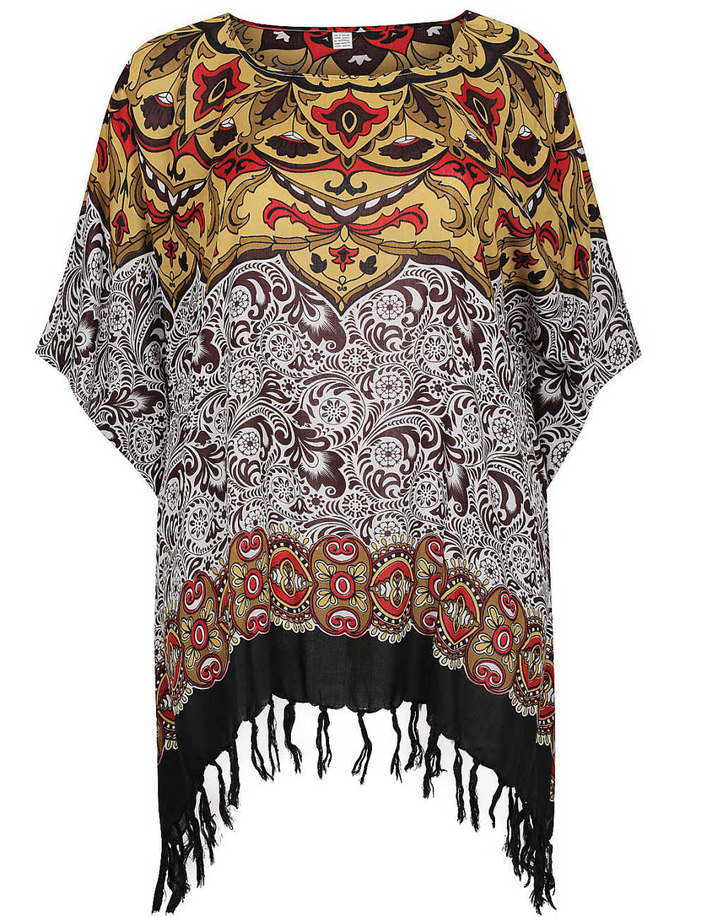 plus-size-kaftan-top-Mandala-design-brown-white-black