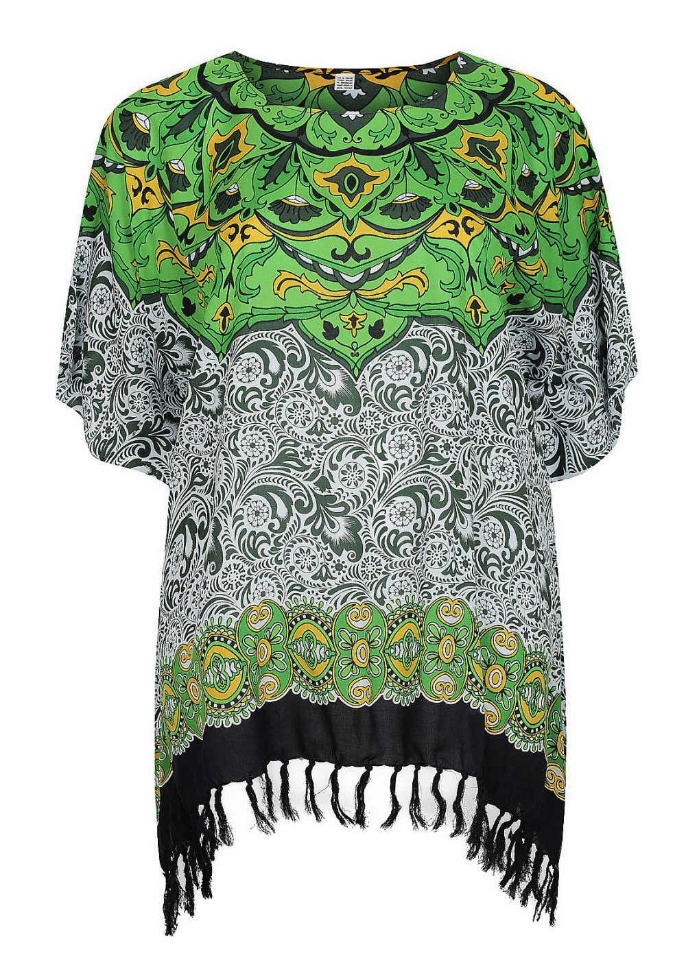 plus-size-kaftan-top-Mandala-design-green-white-black