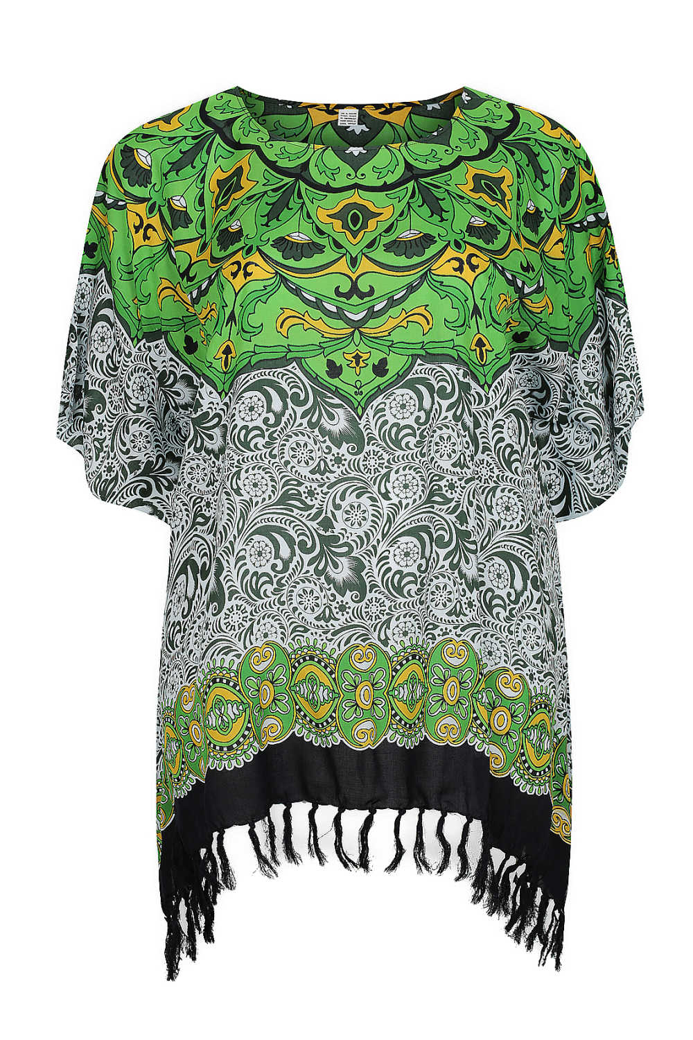 plus-size-kaftan-top-Mandala-design-green-white-black