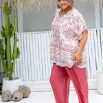     plus-size-kaftan-top-white-orange-purple-lilac-floral-paisley-border