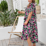    plus-size-maxi-kaftan-black-pink-green-floral