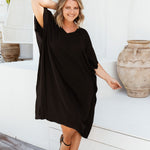    plus-size-short-kaftan-dress-black-resort-wear