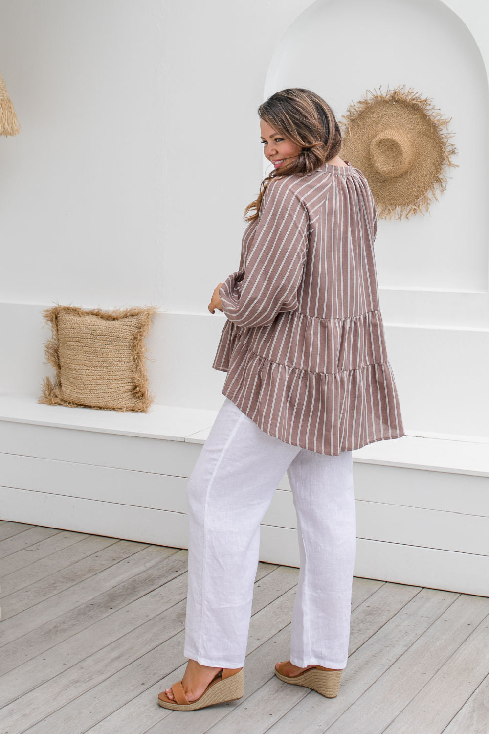    plus-size-summer-top-mocha-white-stripe