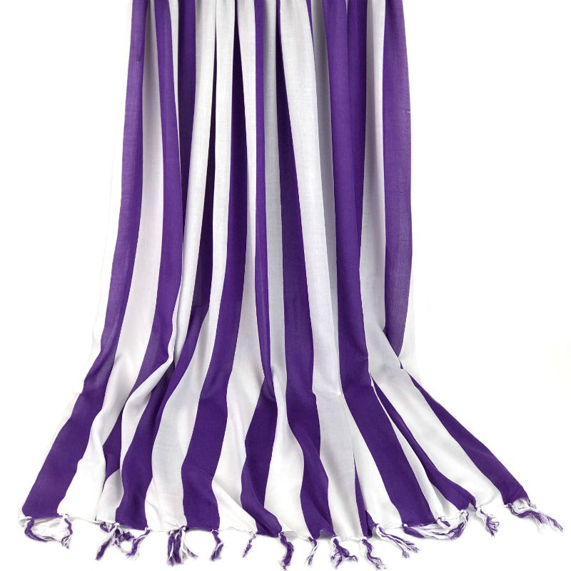Large sarong - purple and white stripe design