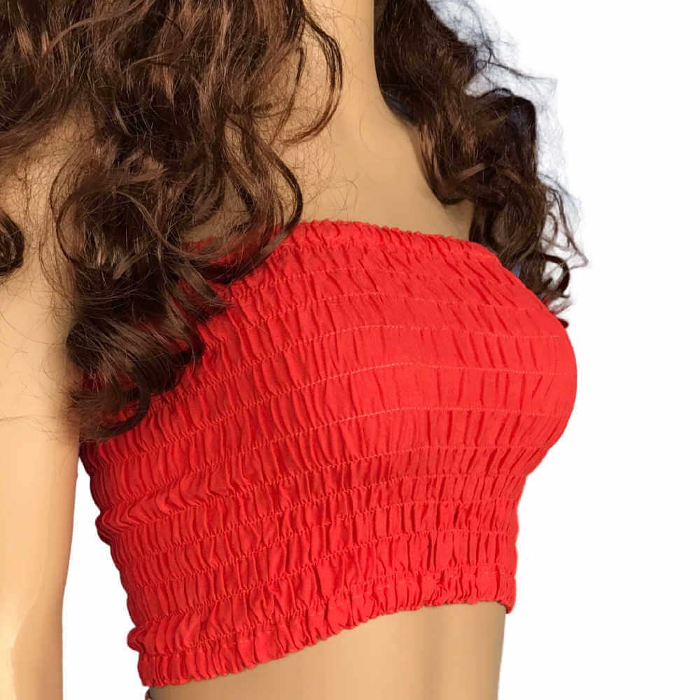 shirred-strapless-boob-tube-top-orange-red