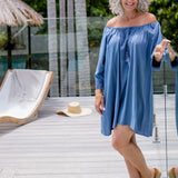 A Little Lace Short Kaftan - Blue