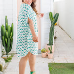 short-kaftan-dress-emerald-sage-green-white-geo-plus-size