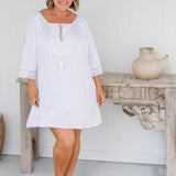 short-kaftan-dress-white-lace-embellishment-resort-wear