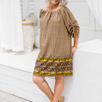 short-summer-dress-border-design-brown-mustard