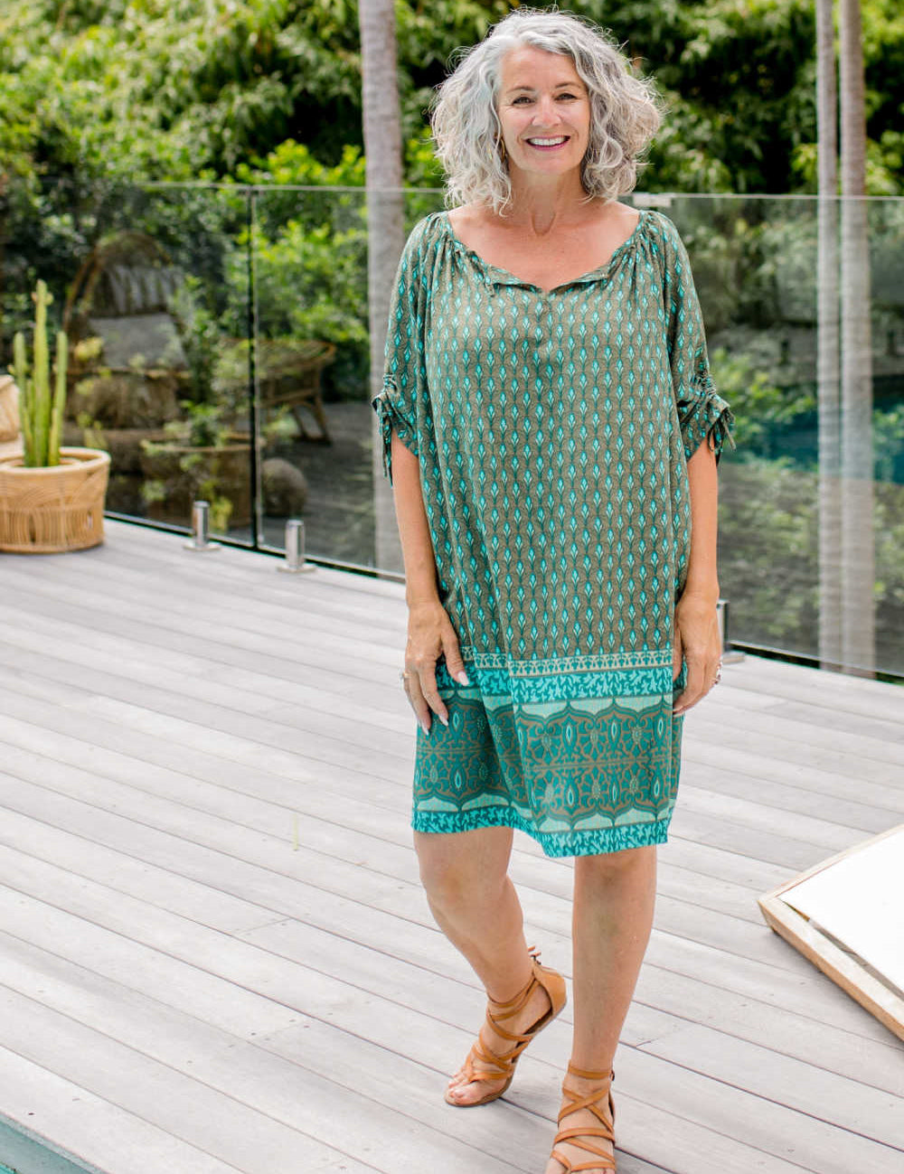 short-summer-dress-border-design-green