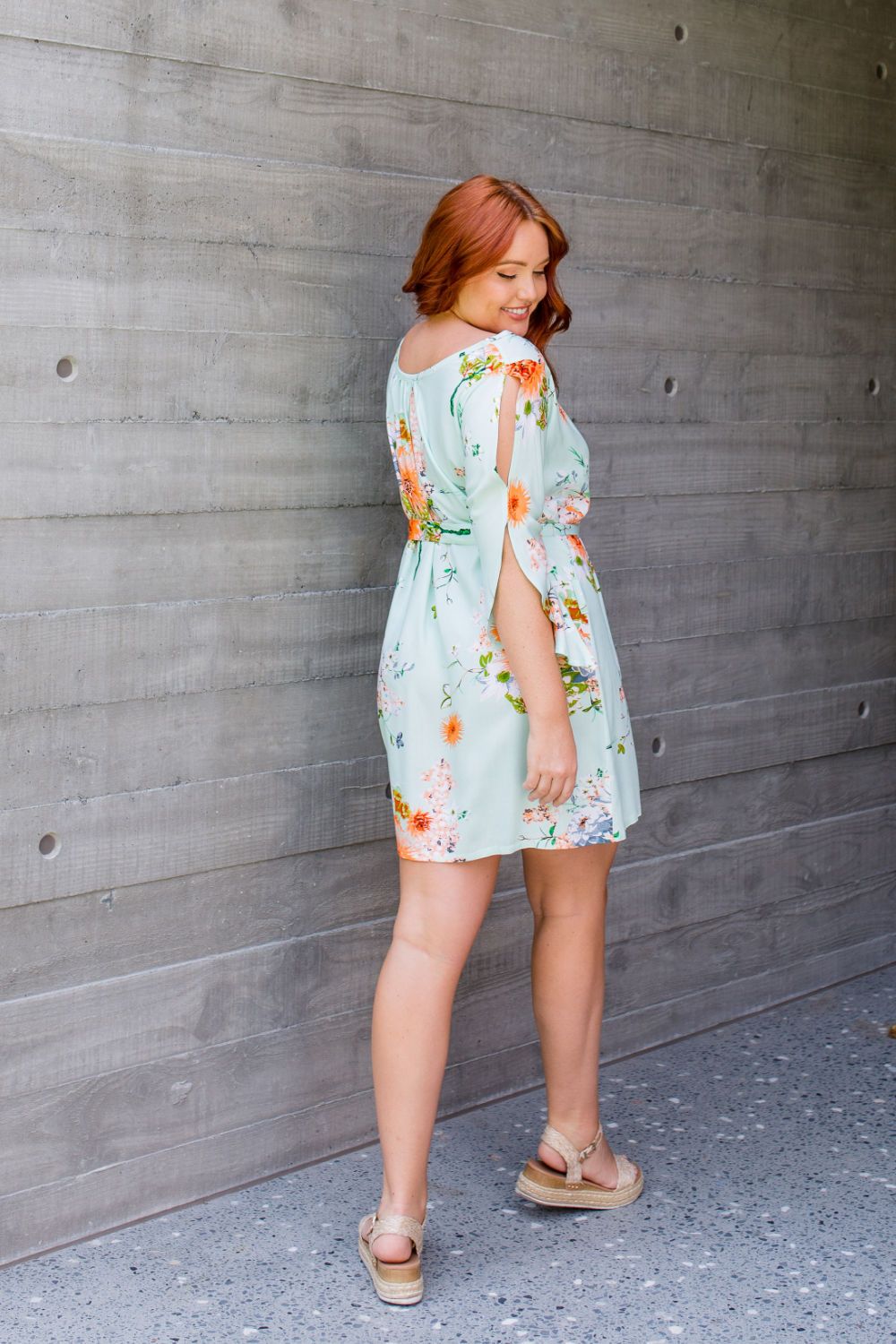Short Summer Dress - Mint Green Floral