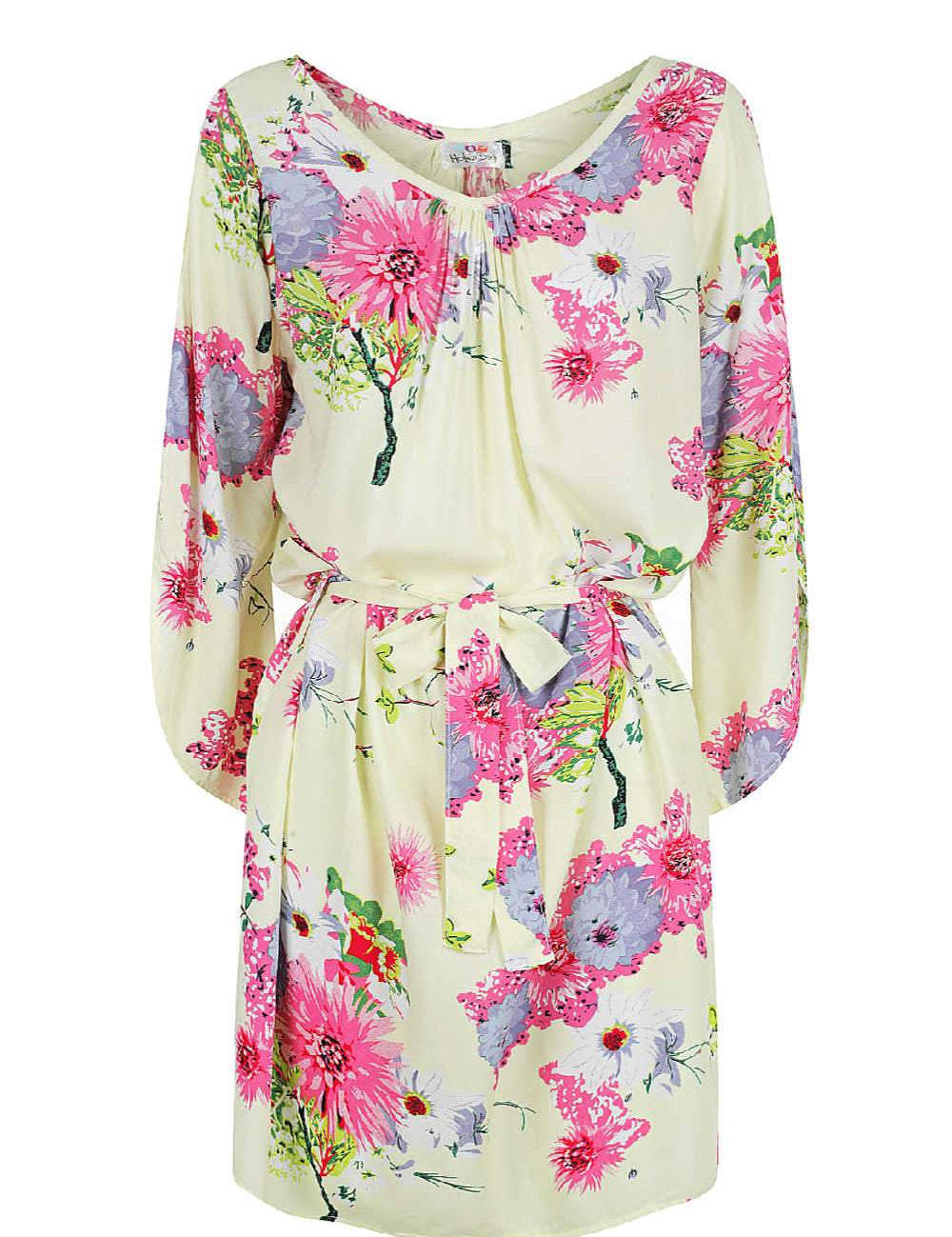 short-summer-dress-floral-print-lemon-pink-grey-white
