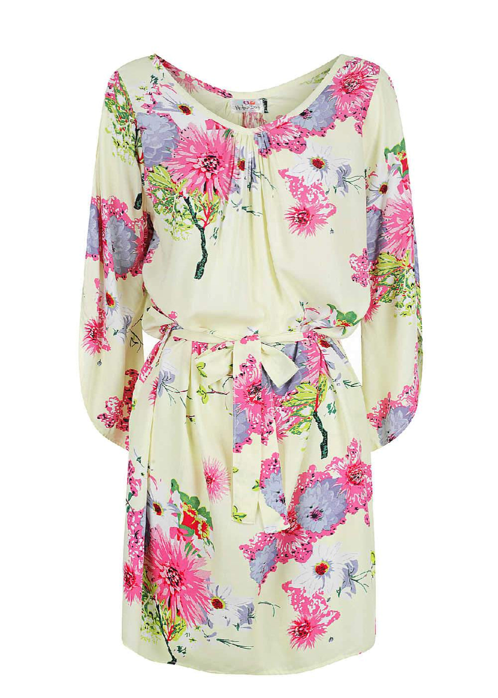 short-summer-dress-floral-print-lemon-pink-grey-white