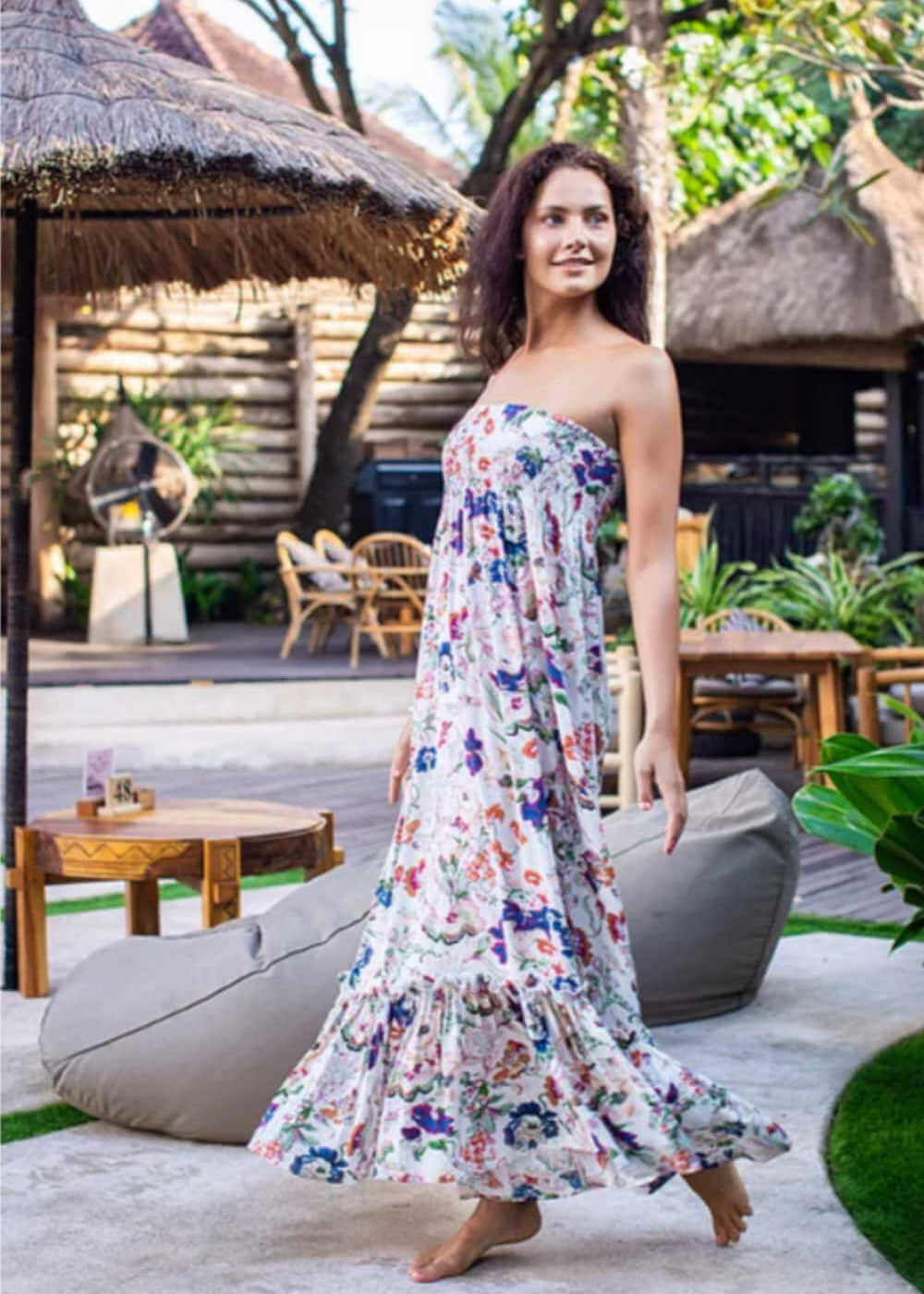 strapless-beach-maxi-dress-floral-design-cream