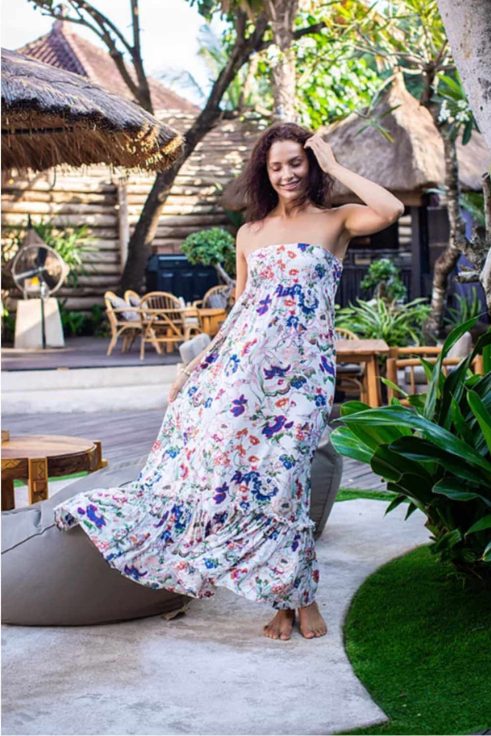 Earth Floral Strapless Maxi Dress - Holley Day