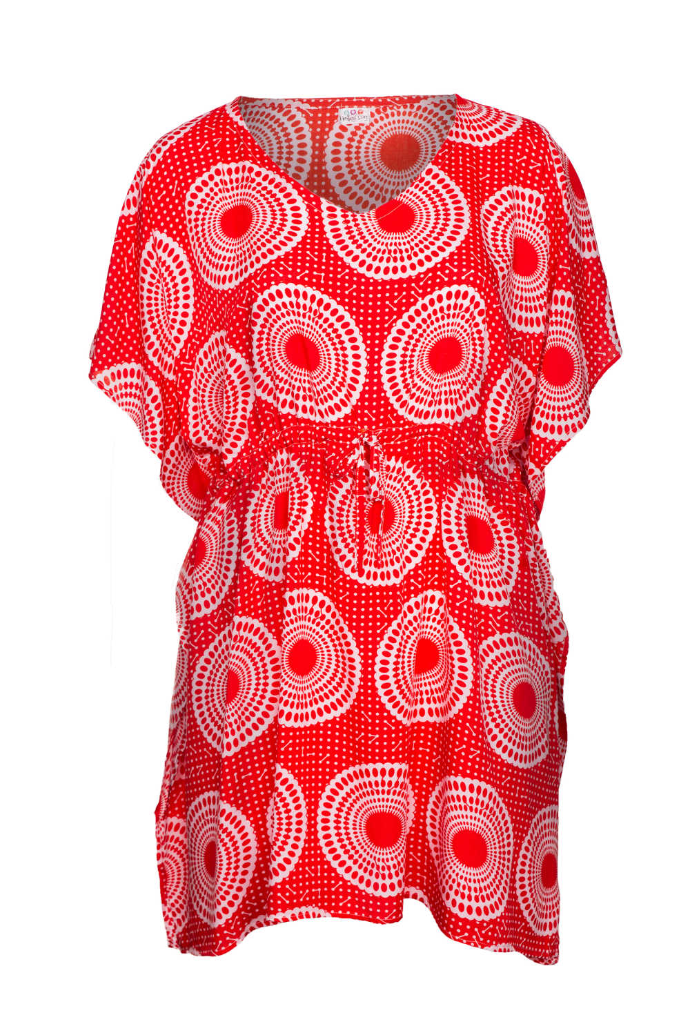summer-beach-kaftan-dress-red-white-polka-dot