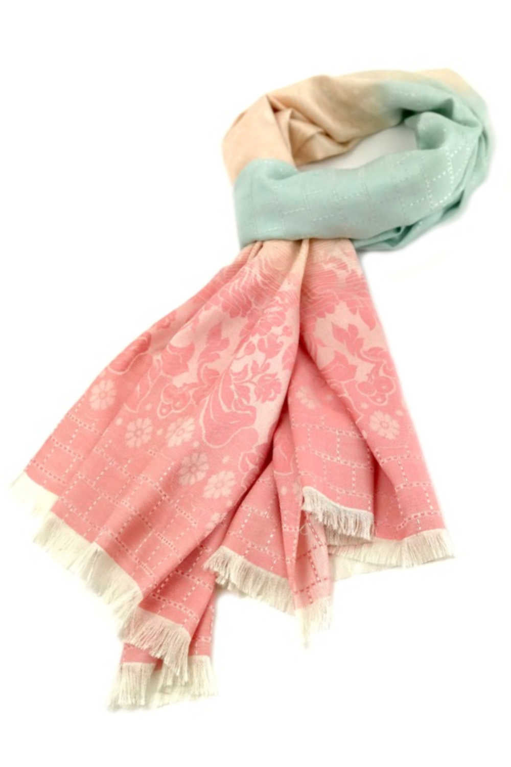 thai-silk-shawl-wrap-floral-peach-mint-cream