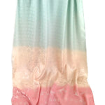 Thai silk scarf - floral design - mint green peach pink 