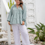 womens-casual-plus-size-summer-top-grey-white-stripe